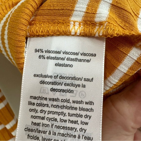 TOMMY JEANS WOMEN'S BACK-CUTOUT STRIPED RIBBED TOP IN YELLOW XS - Picture 8 of 8